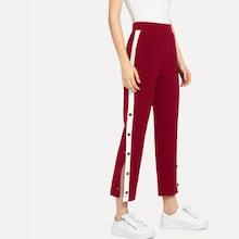 Shein Contrast Snap Button Side Pants