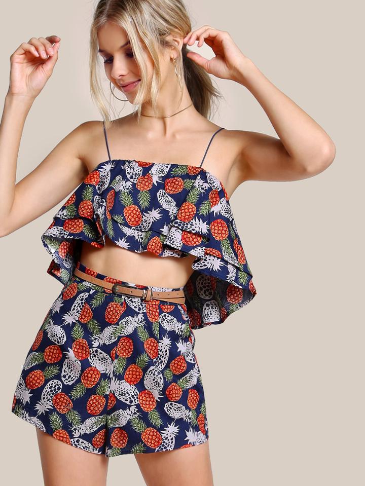 Shein Double Layer Trapeze Cami And Shorts Co-ord