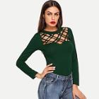 Shein Caged Neck Form Fitting Tee