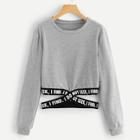 Shein Taped Branded Trims Sweatshirt