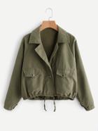 Shein Drawstring Hem Double Pockets Jacket