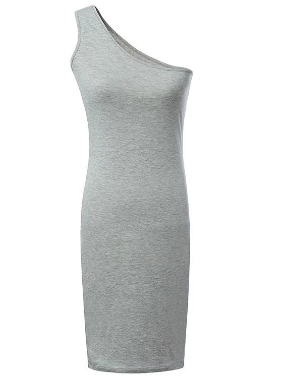 Shein Grey One Shoulder Sheath Dress