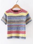 Shein Short Sleeve Striped Knitwear