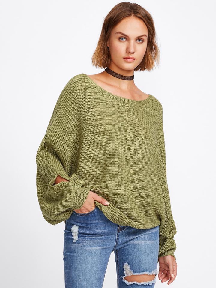 Shein Split Side Batwing Sleeve Knit Sweater