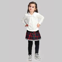 Shein Girls Girl Bow Detail Blouse With Plaid Skirt