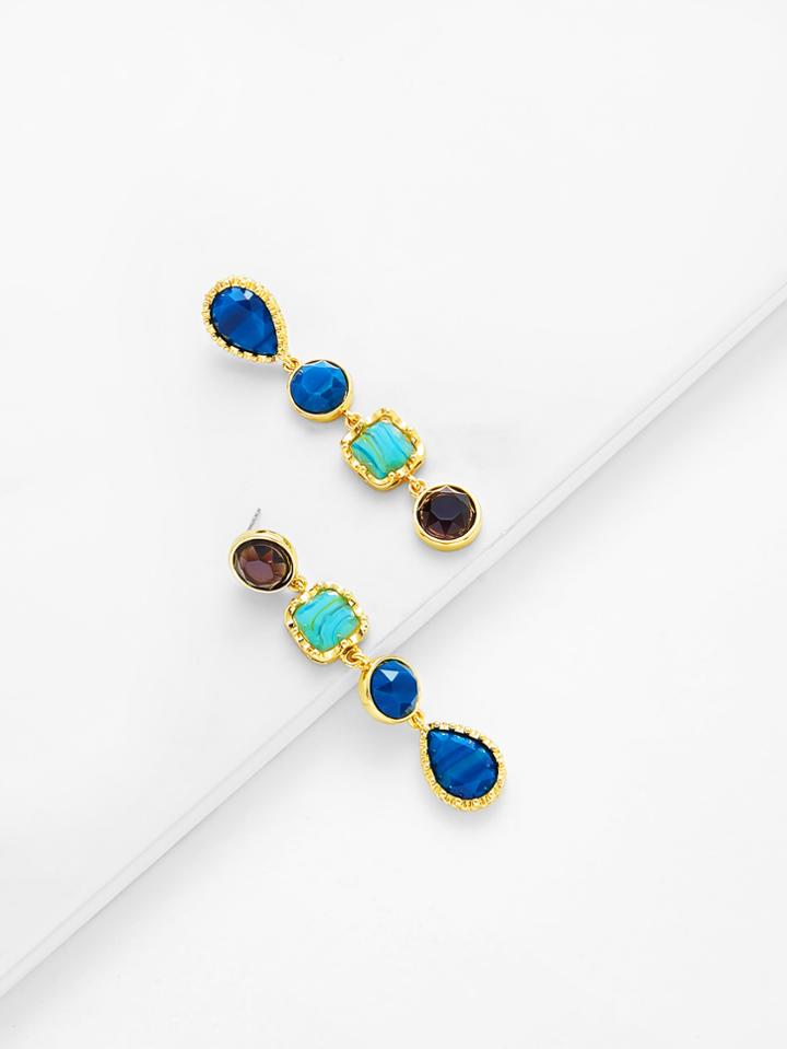 Shein Contrast Rhinestone Drop Earrings