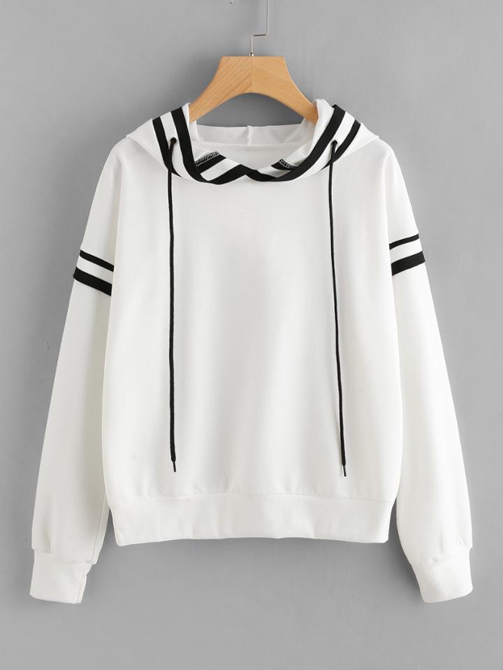 Shein Stripe Tape Detail Hoodie