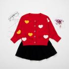 Shein Girls Heart Pattern Sweater With Skirt