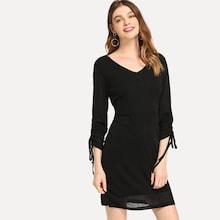 Shein Shirred Drawstring Sleeve Dress