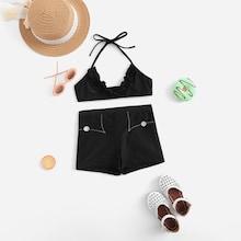 Shein Toddler Girls Frill Trim Button Bikini Set