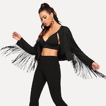 Shein Fringe Patched Solid Coat
