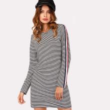 Shein Tape Detail Striped Dress