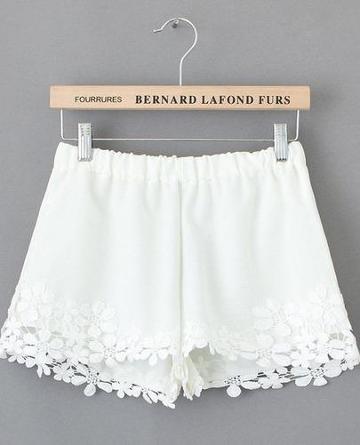 Shein White Lace Floral Crochet Shorts