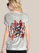 Shein Flower Print Cuffed T-shirt