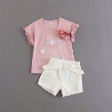 Shein Girls Embroidery Tee With Shorts