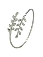 Shein Silver Rhinestone Leaf Shape Adjustable Bracelet