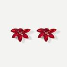 Shein Flower Shaped Rhinestone Stud Earrings