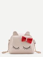 Shein Eyelash Embroidery Crossbody Bag With Bow Tie