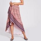 Shein Daisy Print Overlap Hem Skirt