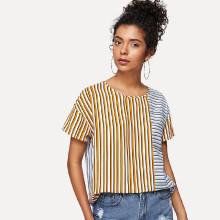 Shein Drop Shoulder Mixed Stripe Top