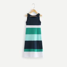 Shein Girls Contrast Striped Colorblock Dress
