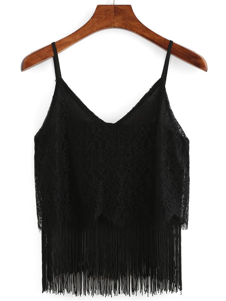 Shein Fringe Lace Cami Top