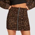Shein Leopard Print Zip Up Skirt