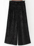 Shein Black Wide Leg Velvet Pants