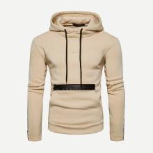 Shein Men Zip Decoration Plain Hooded Sweatshirt