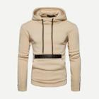 Shein Men Zip Decoration Plain Hooded Sweatshirt