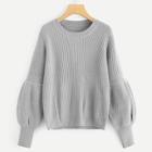 Shein Solid Bishop Sleeve Jumper