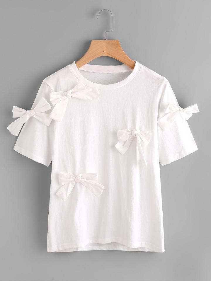Shein Bow Tie Detail T-shirt
