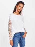 Shein Hollow Out Crochet Insert Drop Shoulder Tee