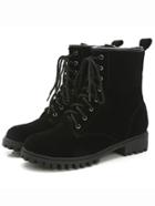 Shein Black Frosted Lace Up Short Boots