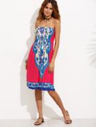 Shein Vintage Print Shirred Tube Dress