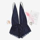 Shein Plus Backless Satin Romper Bodysuit