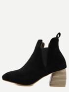 Shein Black Faux Suede Elastic Cork Heel Ankle Boots
