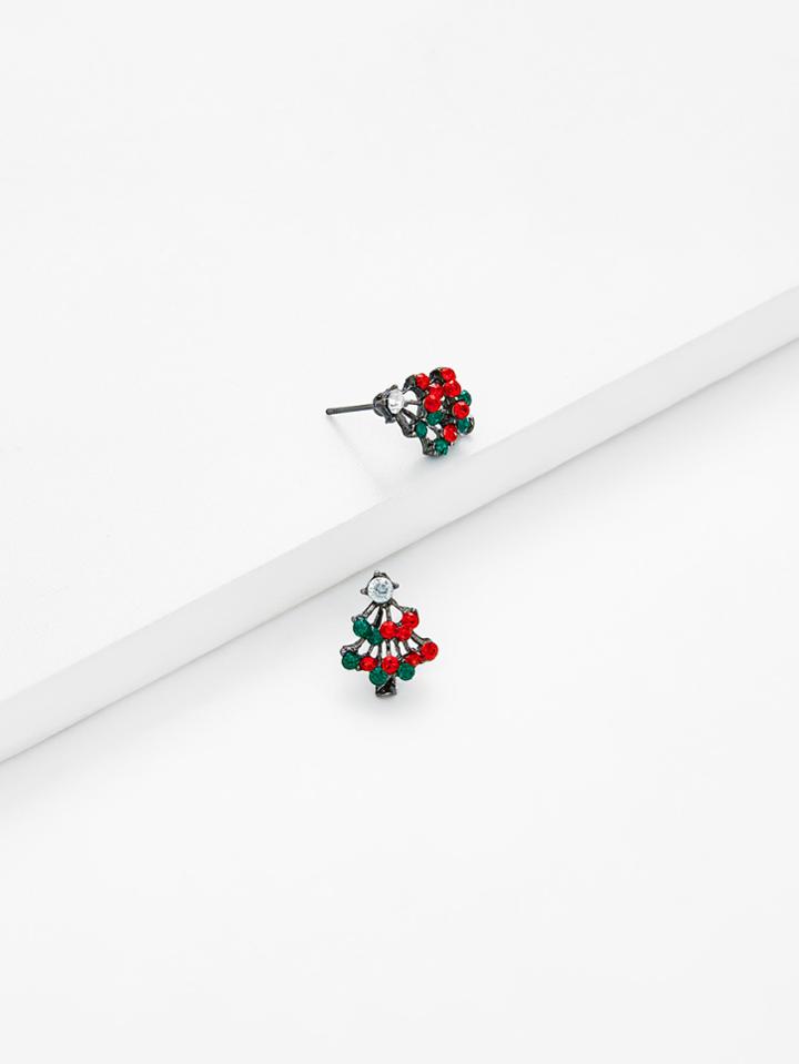 Shein Two Tone Rhinestone Stud Earrings
