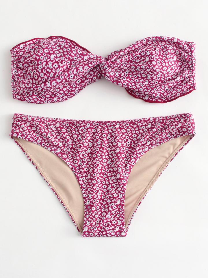 Shein Calico Print Twist Bikini Set