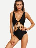 Shein Caged Backless One-piece Swimwear