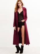 Shein Burgundy Flap Back Layered Sleeve Wrap Coat