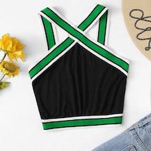 Shein Criss Cross Striped Top