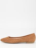 Shein Laser-cut Pointed Toe Flats - Brown