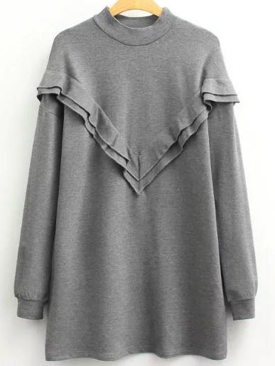 Shein Tiered Frill Sweatshirt Dress