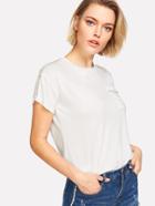 Shein Pearl Detail Pocket Patched Tee