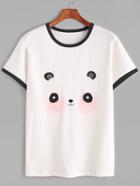 Shein Contrast Trim Panda Print T-shirt