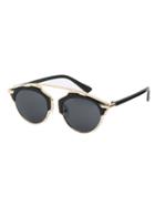 Shein Black Frame Metal Trim Architectural Sunglasses