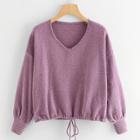 Shein Drop Shoulder Drawstring Hem Jumper