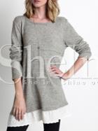 Shein Grey Contrast Lace Hem Dress
