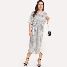 Shein Striped Drawstring Batwing Dress